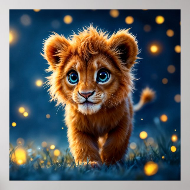 Den vidriga gyllene lejona unge i en drömliknande  poster (Framsidan)