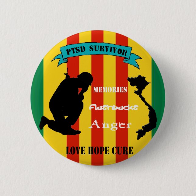 Den Vietnam PTSD överlevanden klämmer fast Knapp (Framsida)