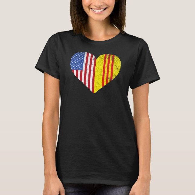 Den vietnamesiska amerikanska Flagga USA Sydvietna T Shirt (Framsida)