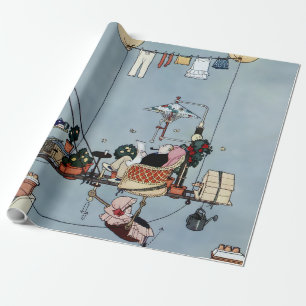“Den vikbara trädgården” av W Heath Robinson Presentpapper
