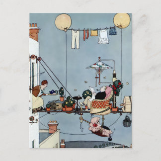 “Den vikbara trädgården” av W Heath Robinson Vykort