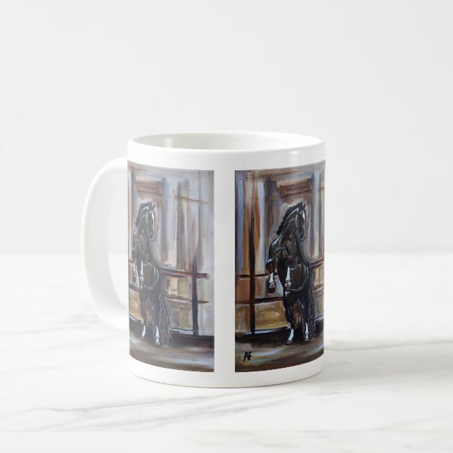 Den vilda hästmålningen av Alfred Fox Kaffemugg (Framsida vänster)