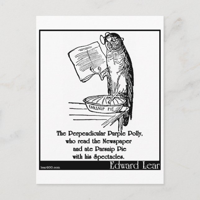 Den vinkelräta Lilan Polly Vykort (Framsida)