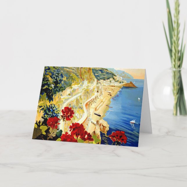 Den vintageAmalfi italien Europa reser Helgkort (Framsida)