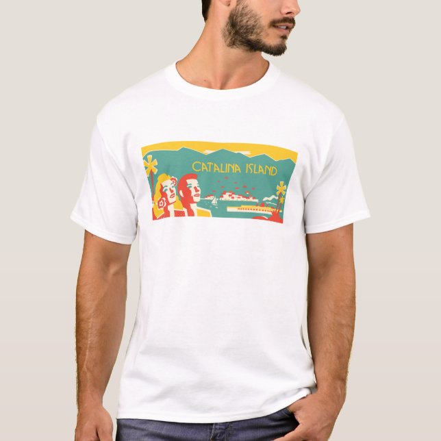 Den vintageCatalina ön reser affischT-tröja T-shirt (Framsida)