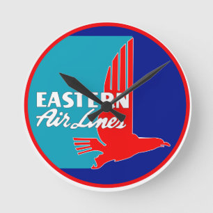 Den vintageEastern Airlines väggen tar tid på Rund Klocka