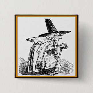 Den vintageHalloween häxan som går med käppen, Knapp