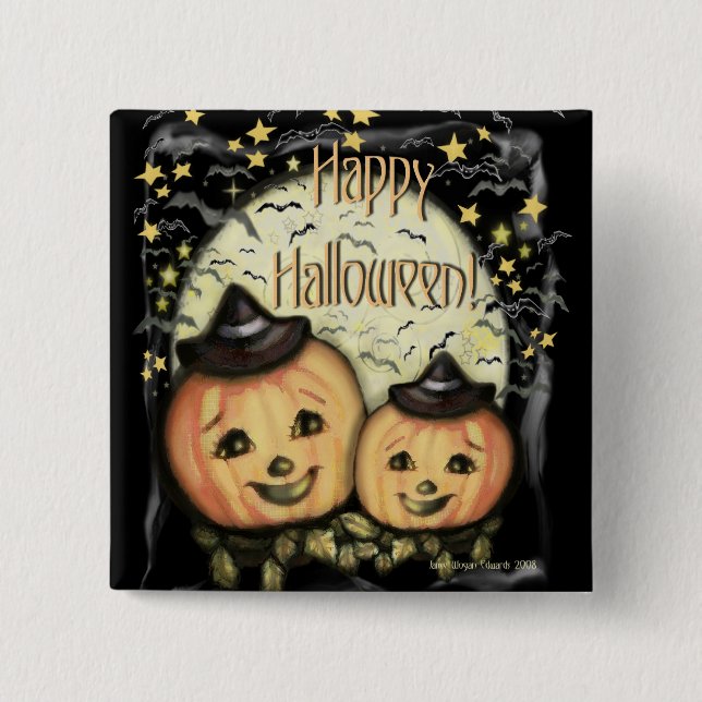 Den vintageHalloween jack o lantern knäppas Knapp (Framsida)