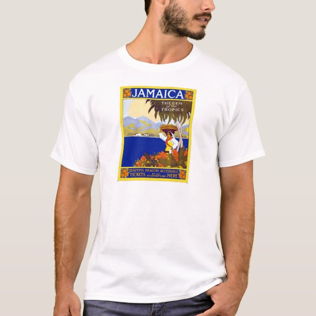 Den vintageJamaica gemen av tropikernan reser T-shirt (Framsida)