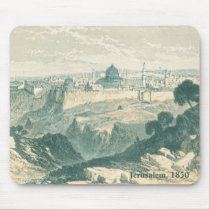 Den vintageJerusalem kupolen och väggen landskap Musmatta