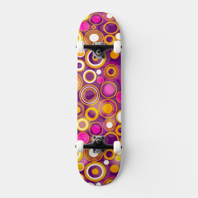 Den violetta polkaen pricker mönster old school skateboard bräda 21,6 cm (Framsida)