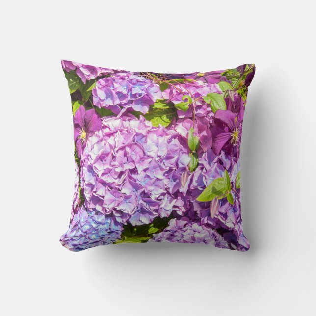 Den violetta vanlig hortensia, trädgård kudder kudde (Framsida)