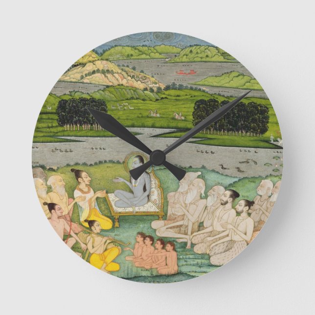 Den visa Shukuen Deva som tilltalar kung Parikshit Rund Klocka (Framsida)