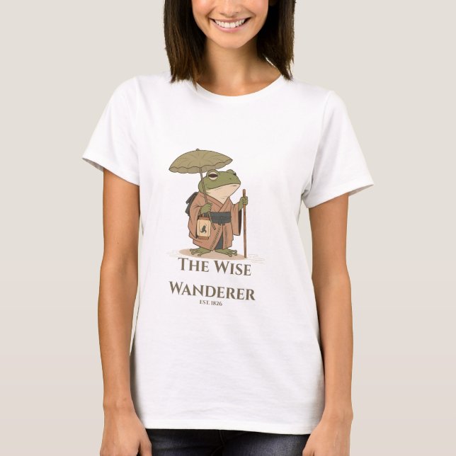 Den vise vandraren groda med lykta illustration t shirt (Framsida)