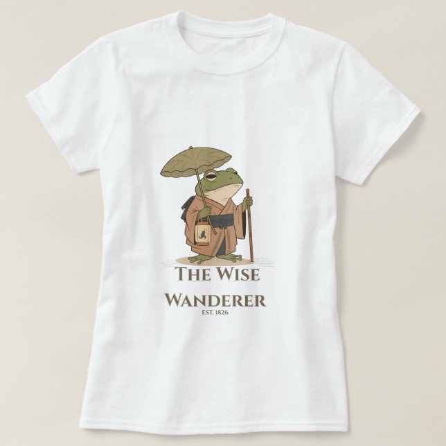 Den vise vandraren groda med lykta illustration t shirt (Design framsida)