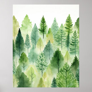 Den visemiska Grönten Forest Träd Woodland Nursery Poster