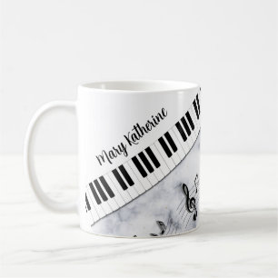 Den viskaktiga Personligen Piano Nycklar Black Whi Kaffemugg