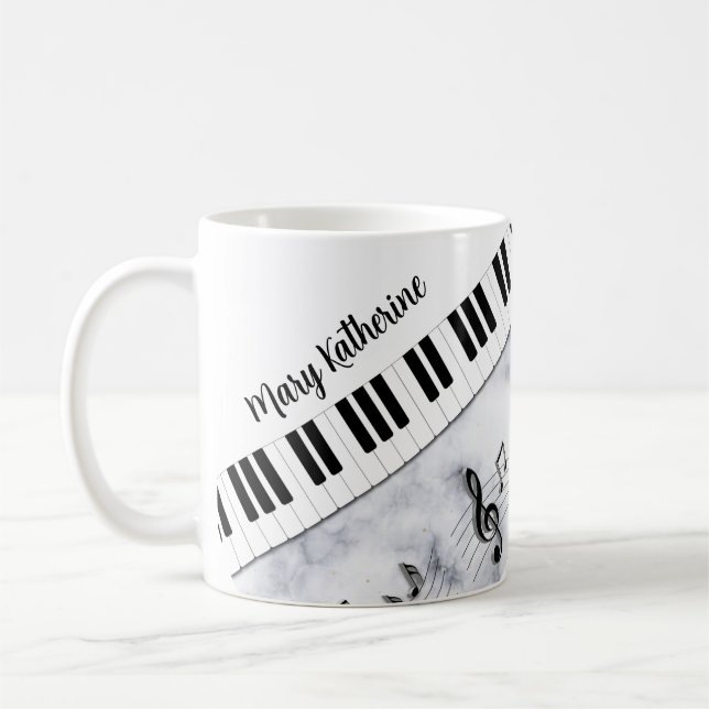 Den viskaktiga Personligen Piano Nycklar Black Whi Kaffemugg (Vänster)
