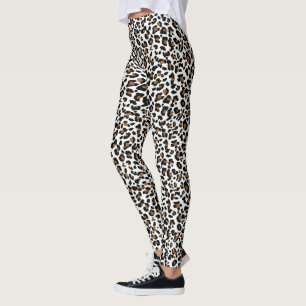 Den vit-, svart- och bruntleoparden pricker, leggings