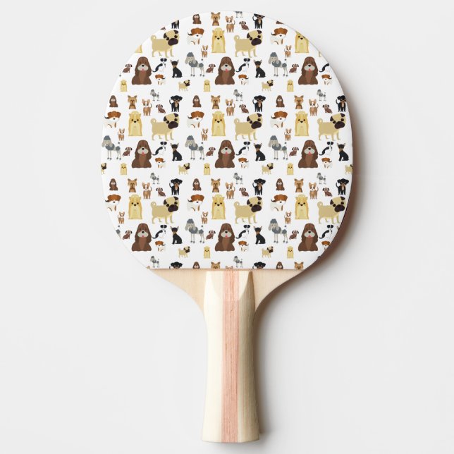 Den vita bakgrunden hundar mönster. pingisracket (Framsidan)