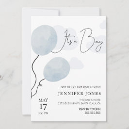 Den vita ballongen är en pojke inbjudningar