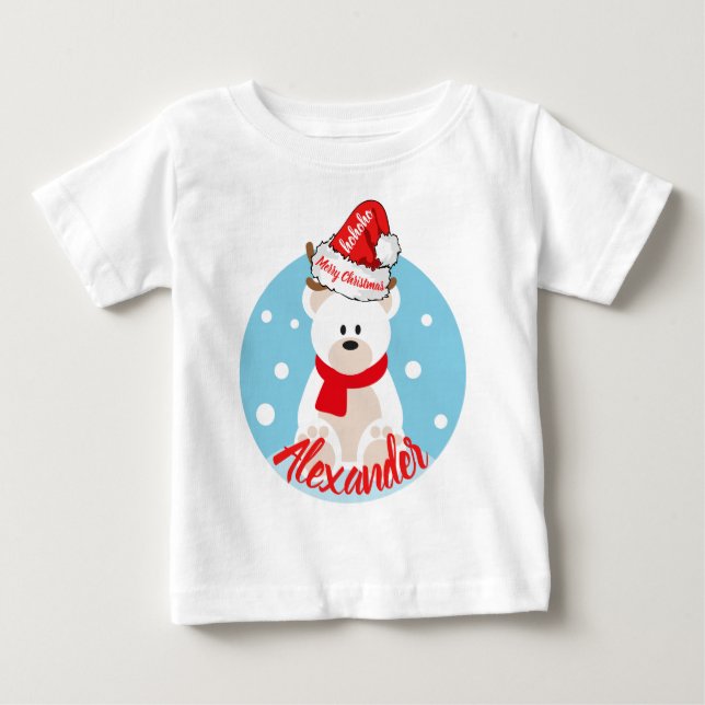 Den vita jultomten Bear Red Santa Hat HoHo T Shirt (Framsida)