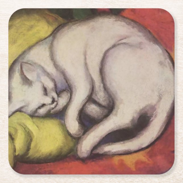 “Den vita katten” av Franz Marc Underlägg Papper Kvadrat (Framsidan)