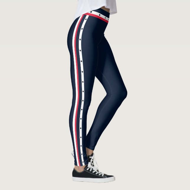 Den vita marinflottan Rand vid Sporty Side Mode Leggings (Höger)