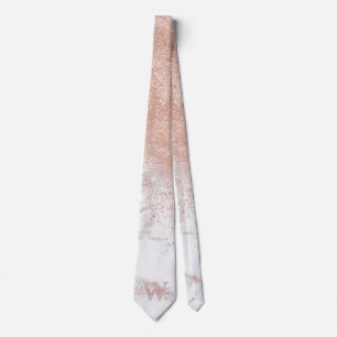 Den vita marmorbilden elegant faux ro guld konetti slips