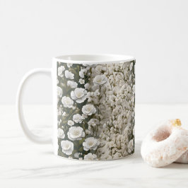 Den vita mjuka blommönsterdesignen kaffemugg