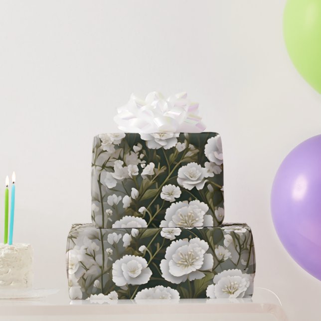 Den vita mjuka blommönsterdesignen presentpapper (Festgåvor)