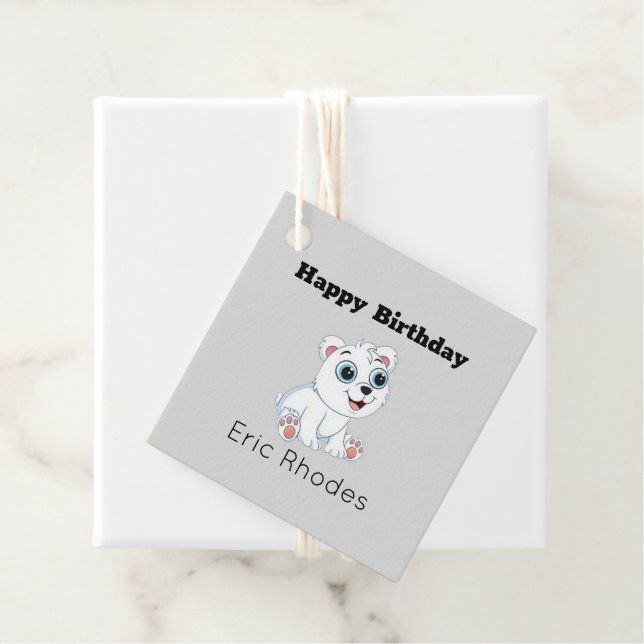 Den vita polarna på grått-födelsedag gåvor etiketter (På plats)