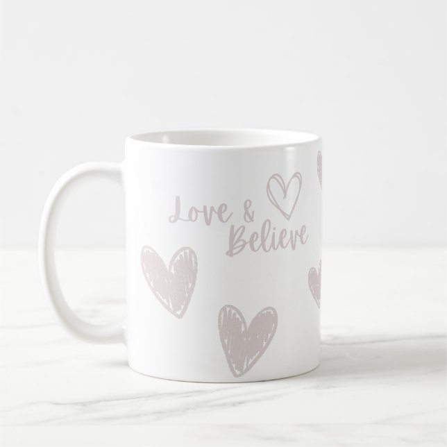 Den vita samlingen Kärlek & Tro Valentines day Kaffemugg (Vänster)