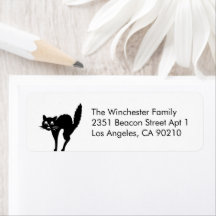 Den vita svarta katten Halloween lustig adress