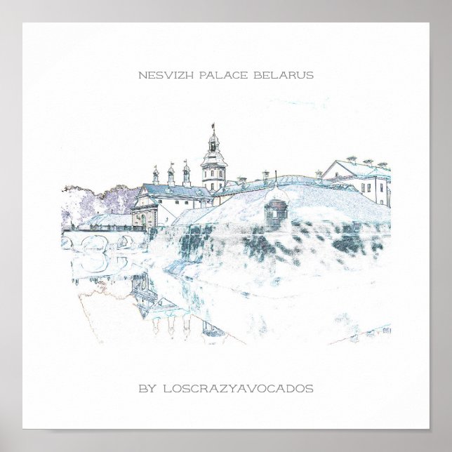 Den vitryska naturparken Nesvizh Palace Architectu Poster (Framsidan)