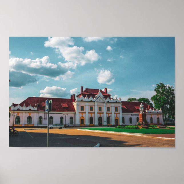Den vitryska Porechye Parecca-arkitekturen Station Poster (Framsidan)