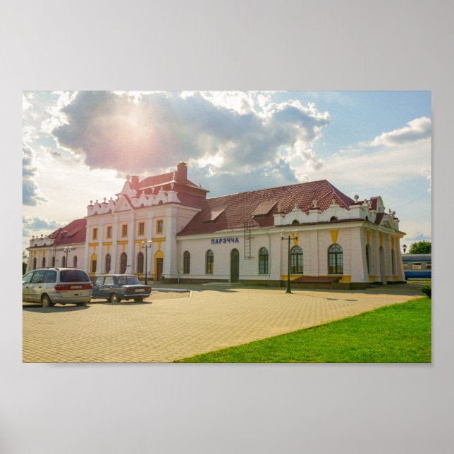 Den vitryska Porechye Parecca-arkitekturen Station Poster (Framsidan)