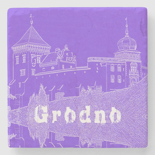 Den vitryska staden Grodno Cityscape City Castle A Stenunderlägg (Framsidan)