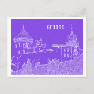 Den vitryska staden Grodno Cityscape City Castle A Vykort