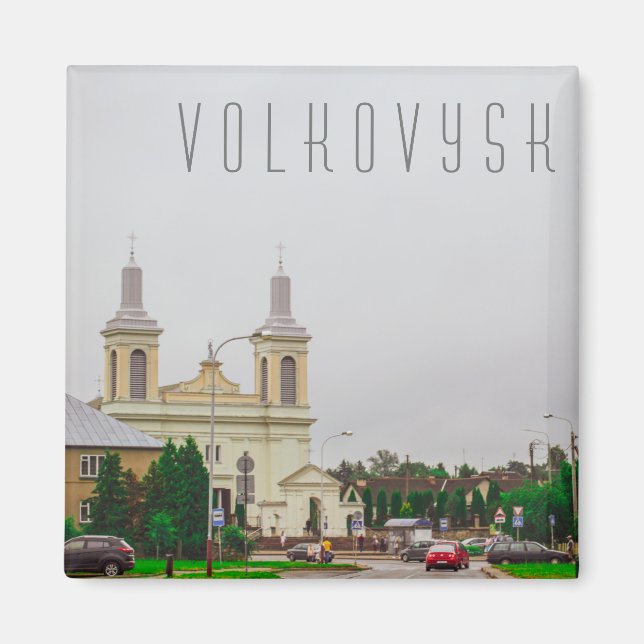 Den vitryska staden Volkovysk Vawkavysk Magnet (Framsidan)