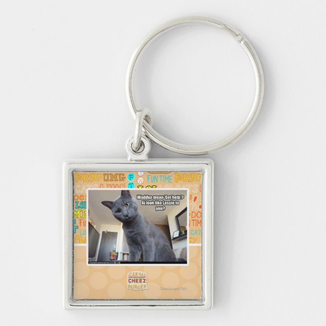 Den Wadya elaket "får hjälp"? Fyrkantig Silverfärgad Nyckelring (Framsidan)