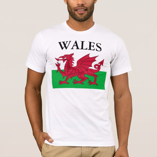 Den WALESISKA flagga Tee Shirt (Framsida)