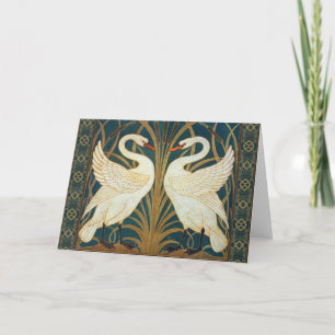 Den Walter kransvanen, rusar och Iris art nouveau Kort