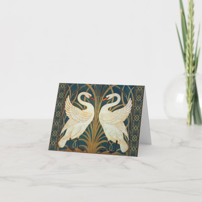 Den Walter kransvanen, rusar och Iris art nouveau Kort (Framsida)