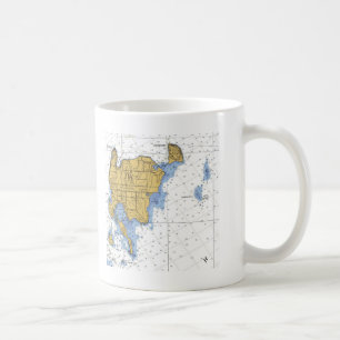 Den Washington ön, nautiska WI kartlägger Kaffemugg