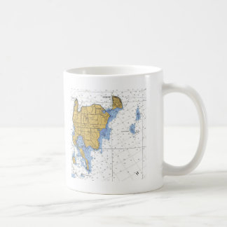 Den Washington ön, nautiska WI kartlägger Kaffemugg