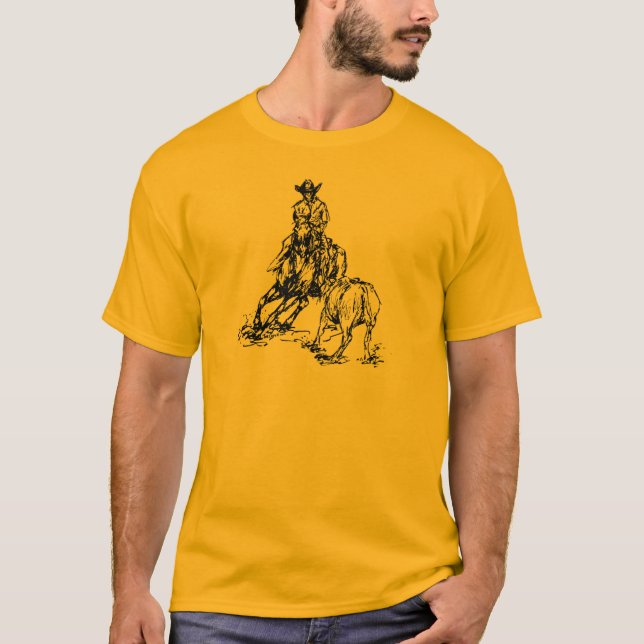 Den westerna bita hästen skissar design tee shirt (Framsida)