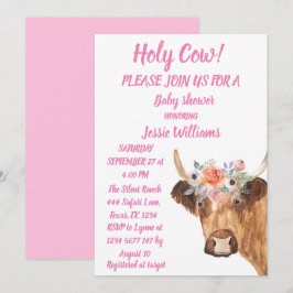 Den Westerna Blommigten i Cute Cow Farm Land i Fli Inbjudningar