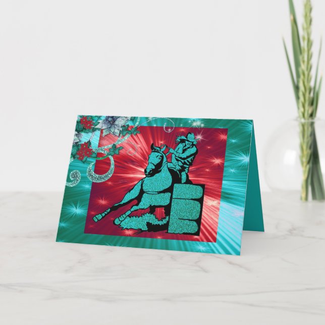 Den westerna Cowgirltrummaraceren Julhälsningar Helgkort (Framsida)