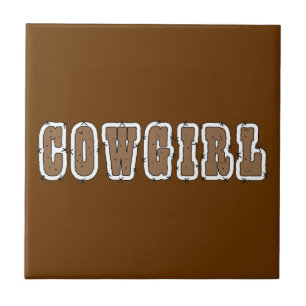 Den westerna gulliga cowgirlen - välj kakelplatta